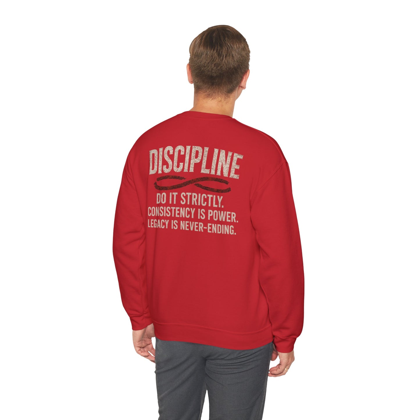 Discipline Crewneck Sweatshirt — "Discipline: Do It Strictly" Motivational Pullover
