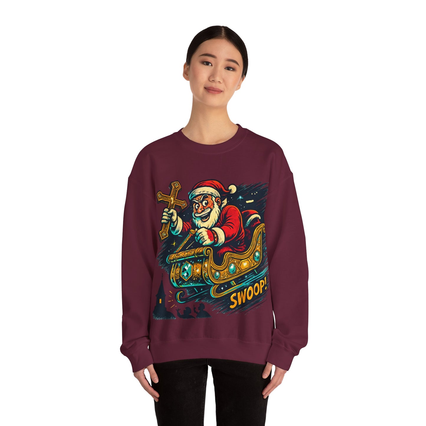 Santa Sleighing Christmas - Unisex Roar Ember Sweatshirt