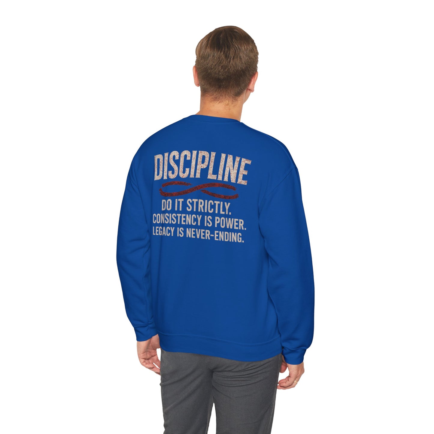 Discipline Crewneck Sweatshirt — "Discipline: Do It Strictly" Motivational Pullover