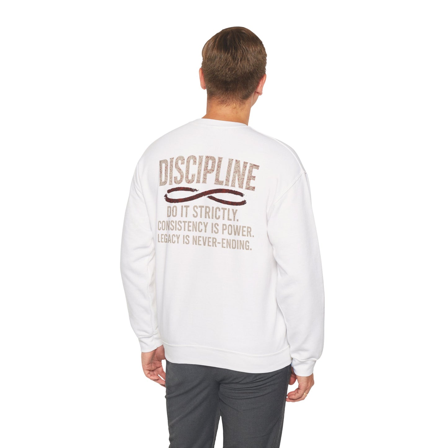 Discipline Crewneck Sweatshirt — "Discipline: Do It Strictly" Motivational Pullover
