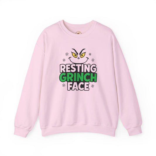 Resting Grinch Face Sweatshirt — Funny Holiday Christmas Crewneck