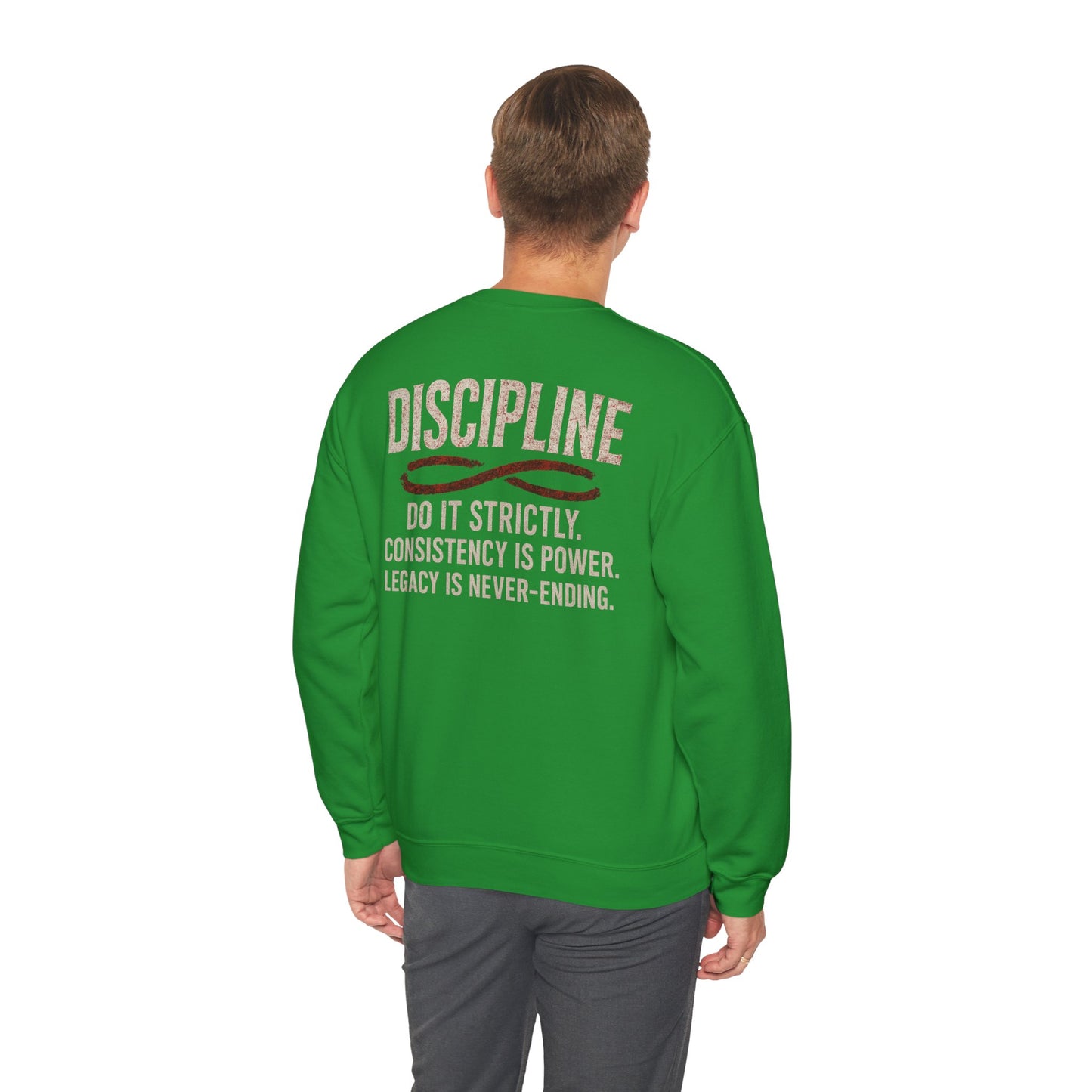 Discipline Crewneck Sweatshirt — "Discipline: Do It Strictly" Motivational Pullover